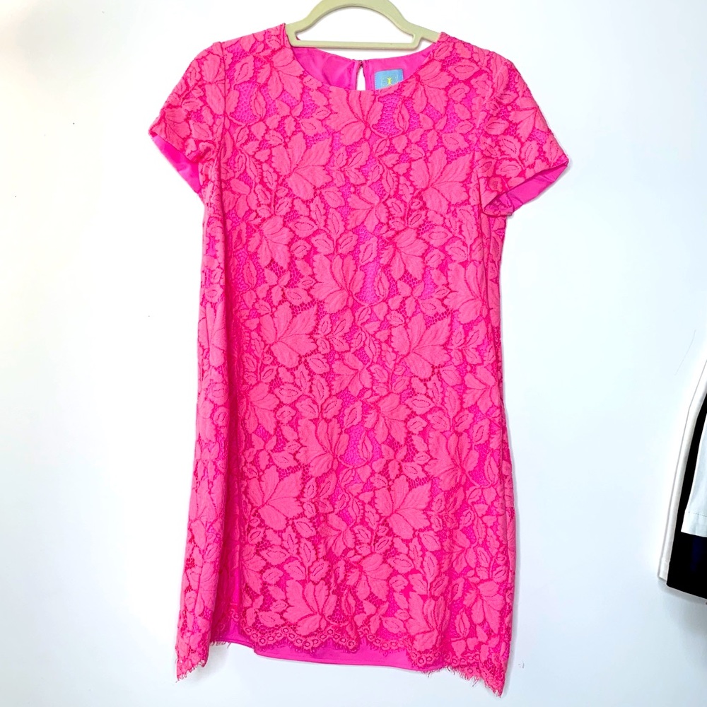 Hot pink lace dress